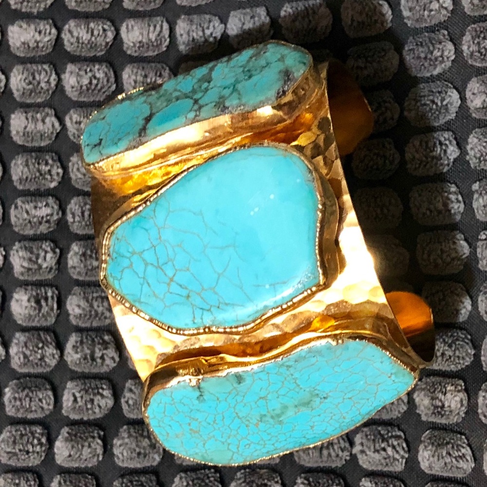 Gold and turquoise cuff